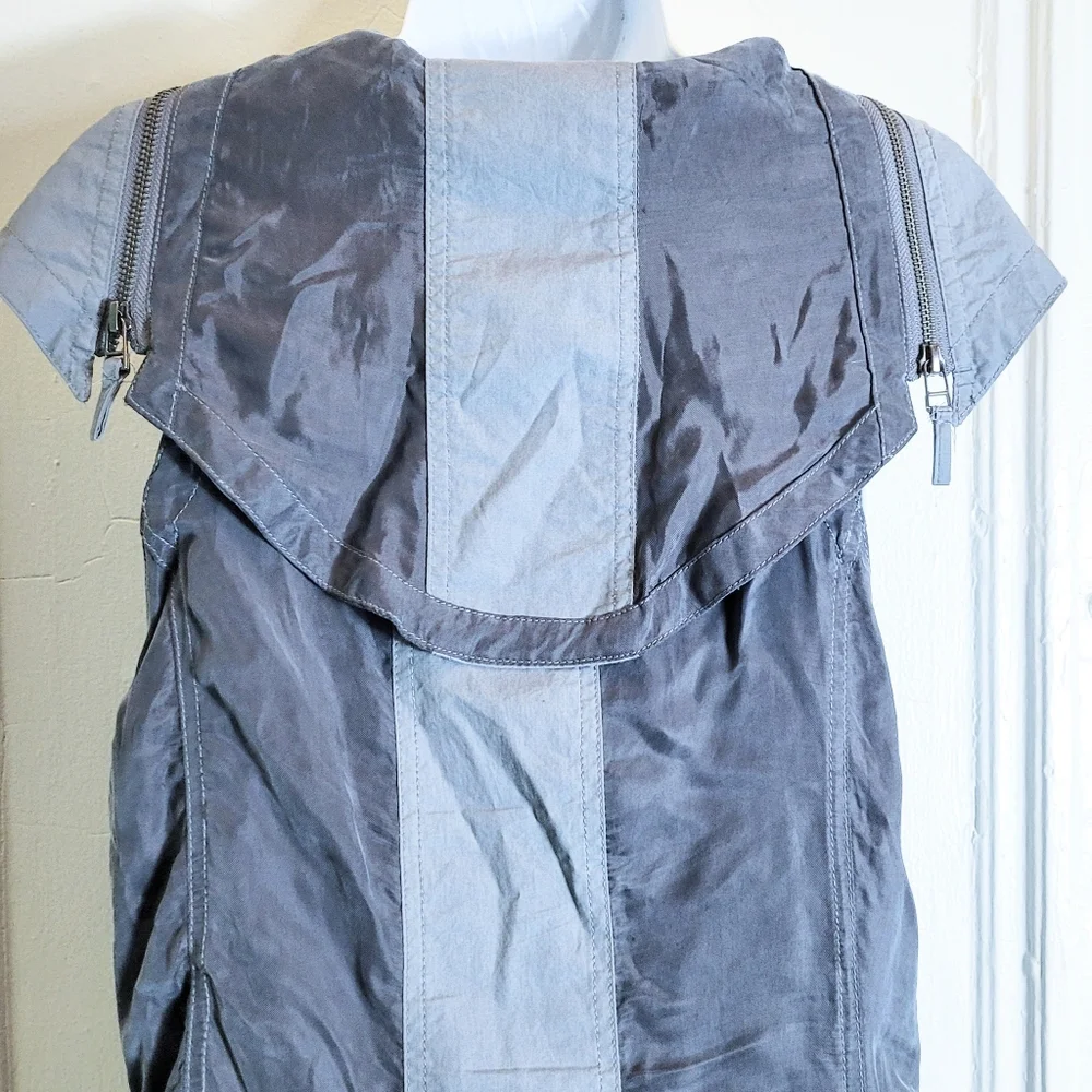 Hebbeding Holland lagenlook gray bubble maxi dress zippers pockets L(1) - Picture 2 of 10